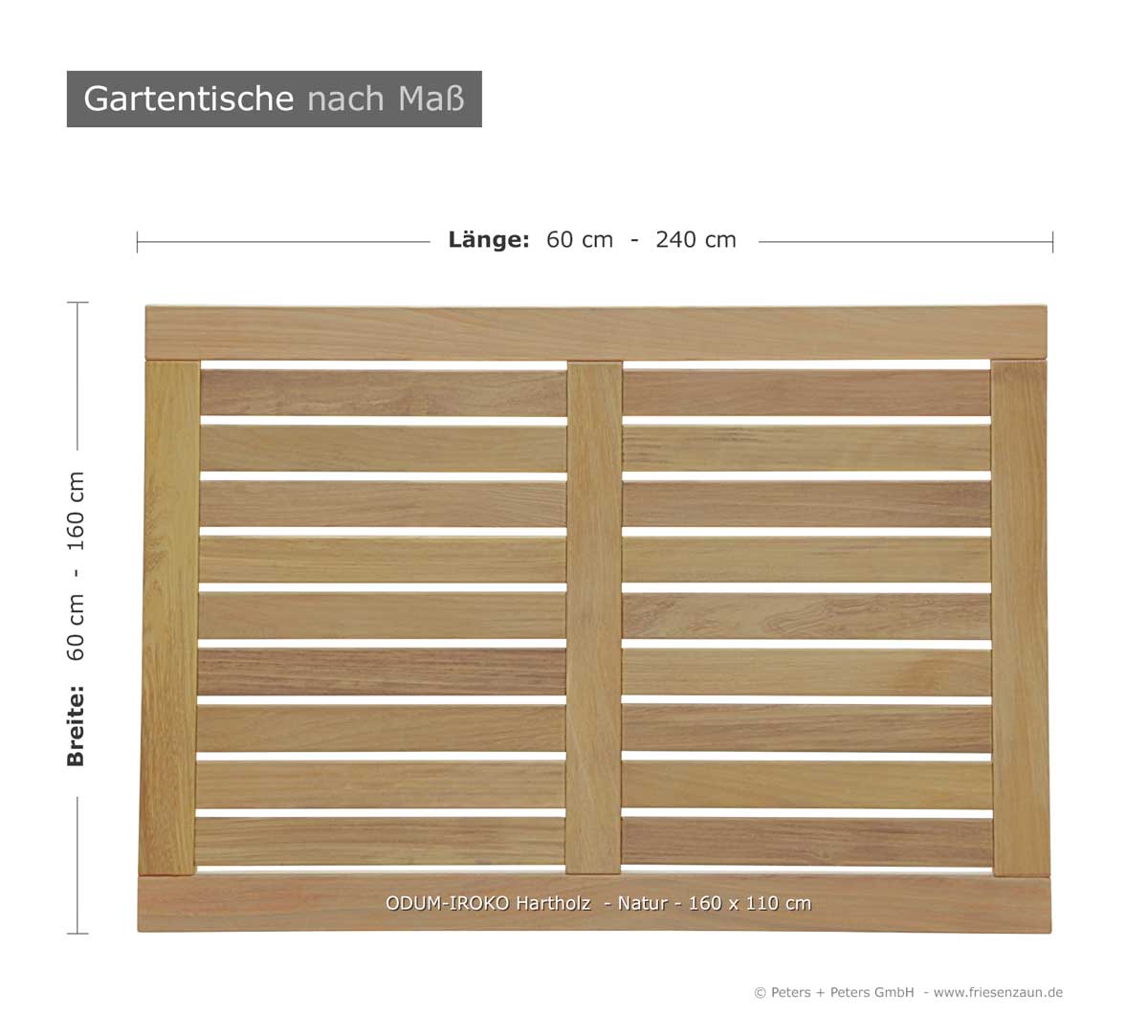 Gartentische nach Maß - max. Breite 160 cm - max. Länge 240 cm - wertvolles Hartholz
