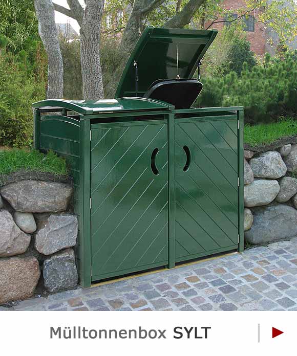 Grüne Mülltonnenbox SYLT - Premium-Qualität mit Gasdruckfedern