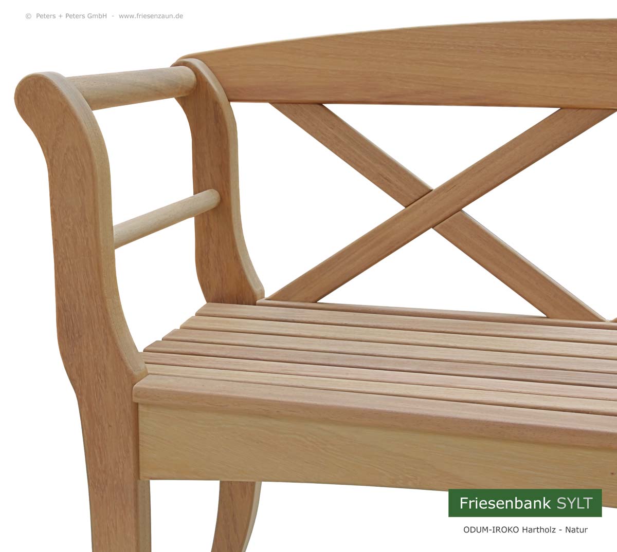 Original Sylter Friesenbank - Gartenbank SYLT uas ODUM-IROKO Hartholz Ausführung Natur