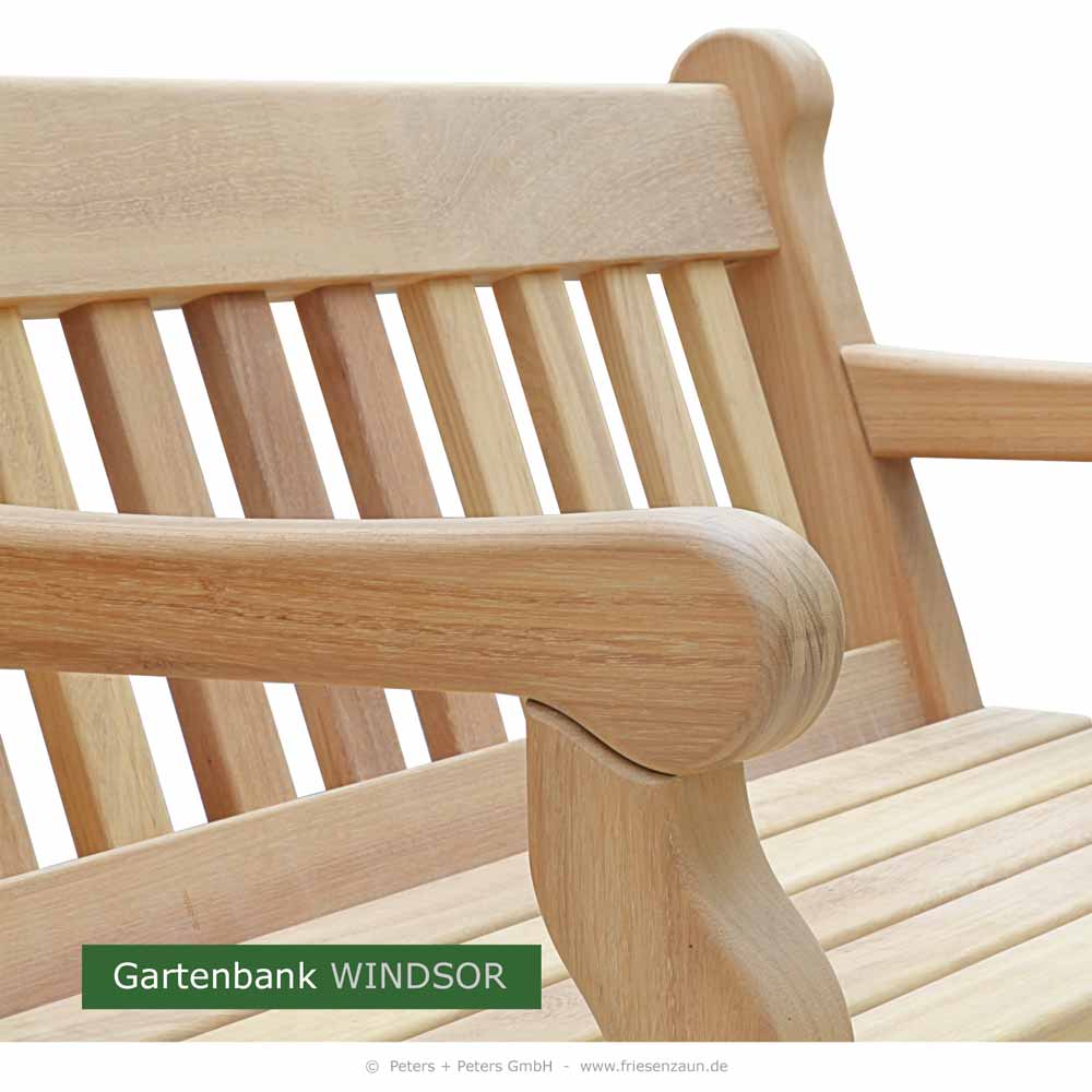 Beeindruckende Erscheinung - die Gartenbänke WINDSOR werden aus extra stark dimensioniertem Hartholz gefertigt.