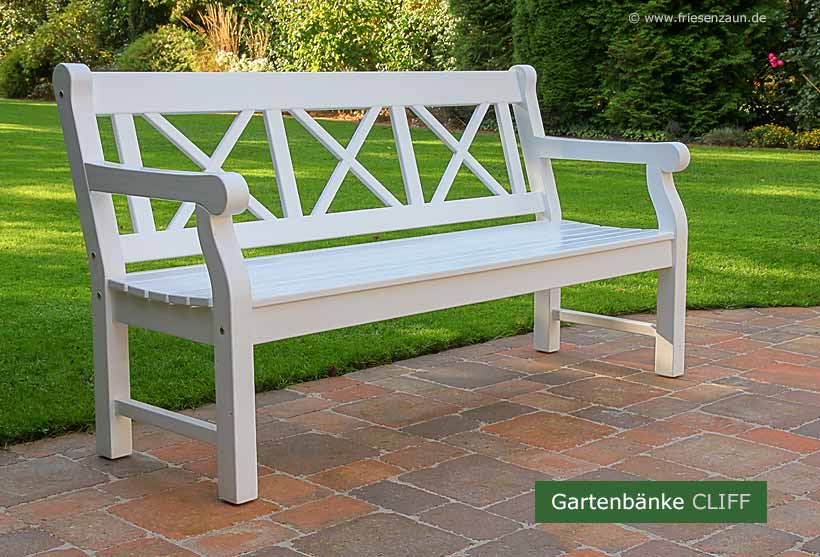 Englische Gartenbänke und Holzgartenbänke im Stil eine englische Landhausbankl - englische Parkbank in Natur oder weiß gebeizt
