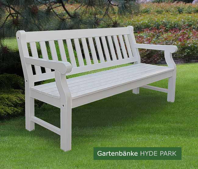 Englische Gartenbänke im Hyde Park Stil - englische Holzbänke aus deutscher Produktion