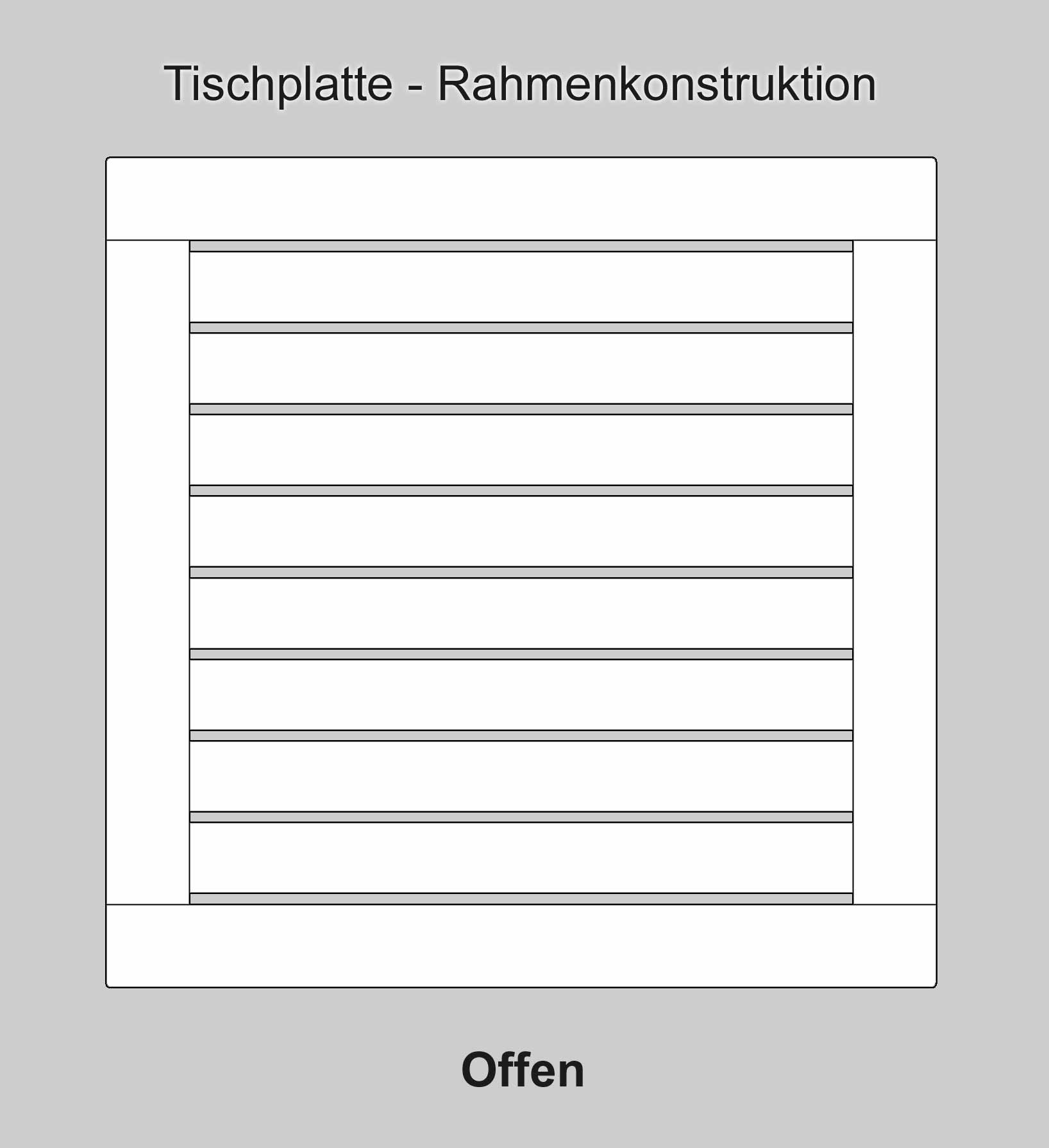 Tischplatte Rahmenkonstruktion offen
