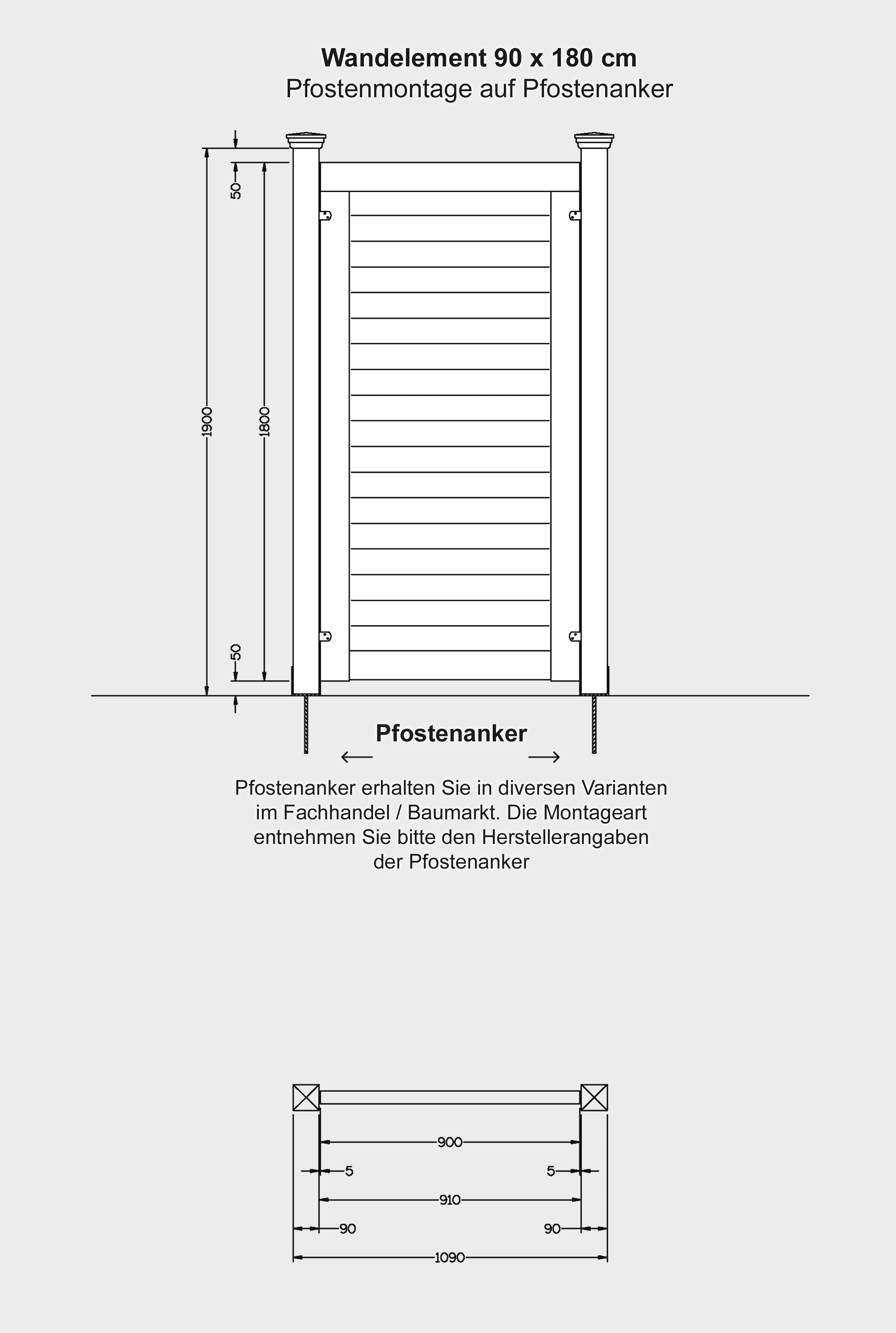 Montage Wandelemente DARSS mit Pfostenankern - klicken lädt die PDF Datei in einem neues Fenster