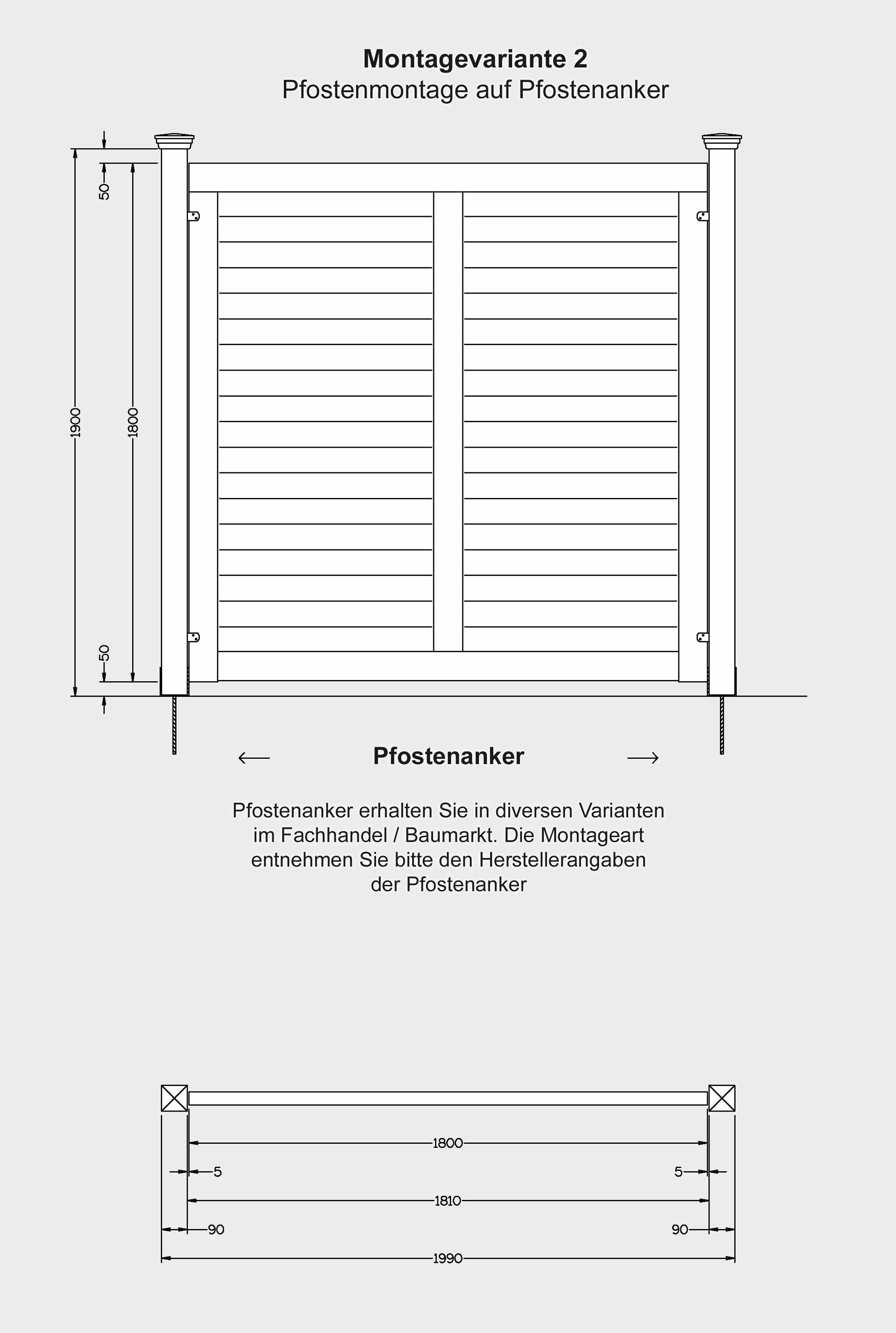 Montage Wandelemente DARSS mit Pfostenankern - klicken lädt die PDF Datei in einem neues Fenster