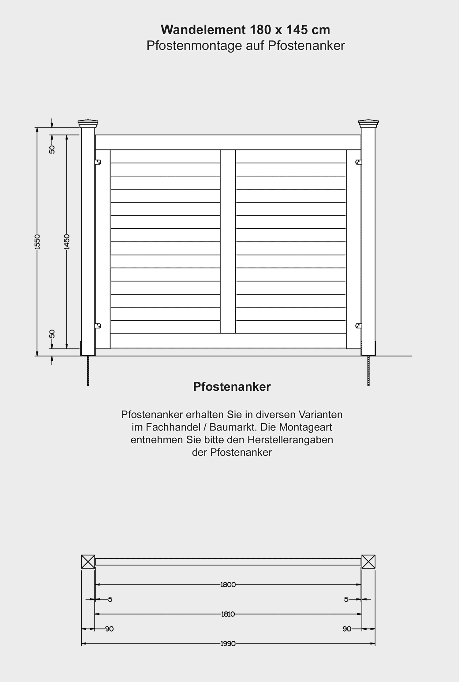 Montage Wandelemente DARSS mit Pfostenankern - klicken lädt die PDF Datei in einem neues Fenster