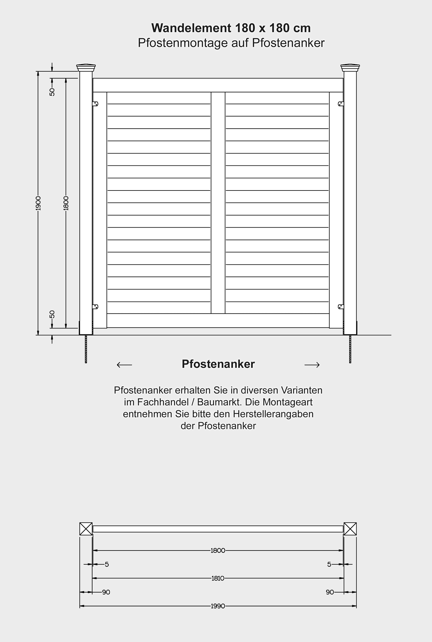 Montage Wandelemente DARSS mit Pfostenankern - klicken lädt die PDF Datei in einem neues Fenster