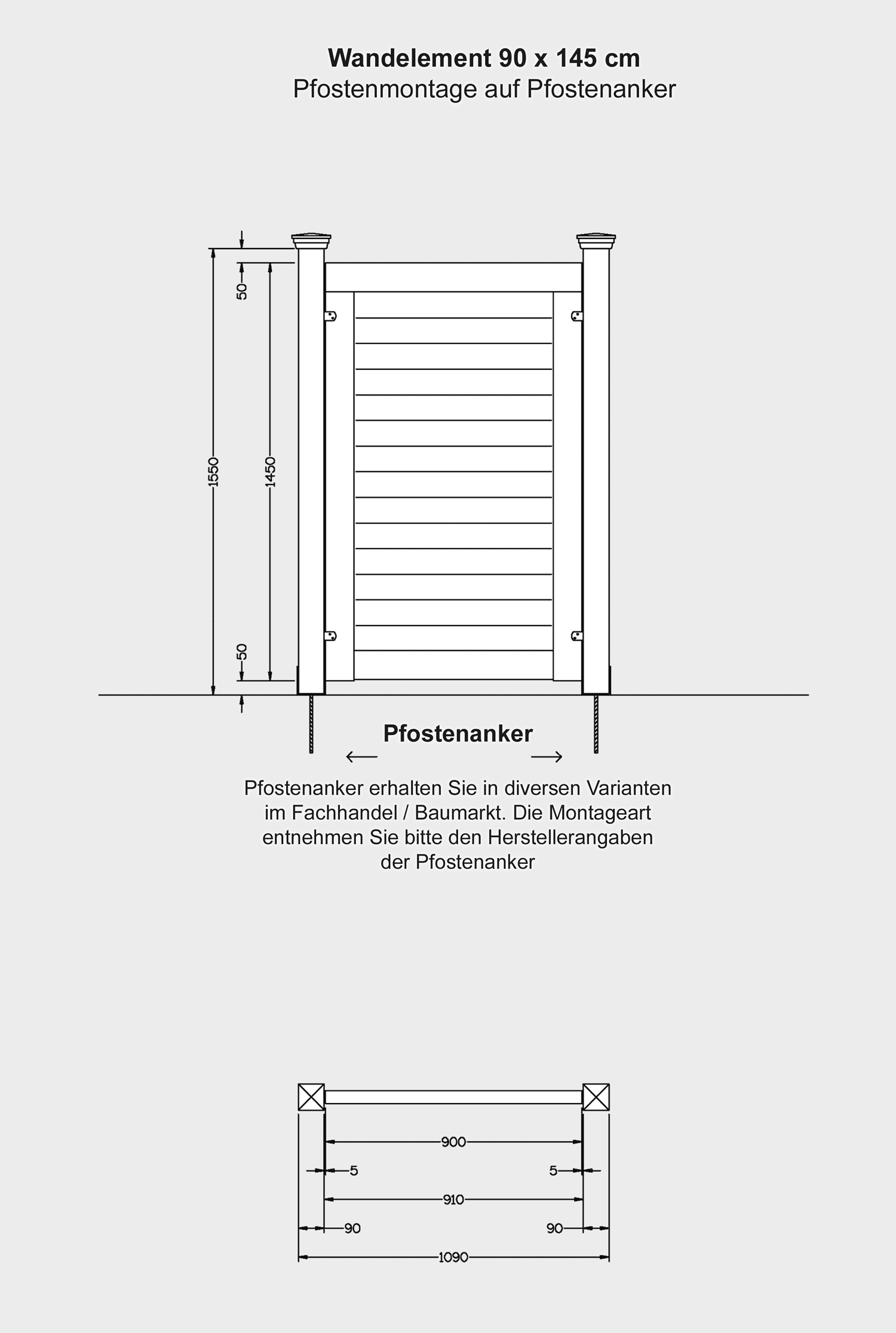 Montage Wandelemente DARSS mit Pfostenankern - klicken lädt die PDF Datei in einem neues Fenster
