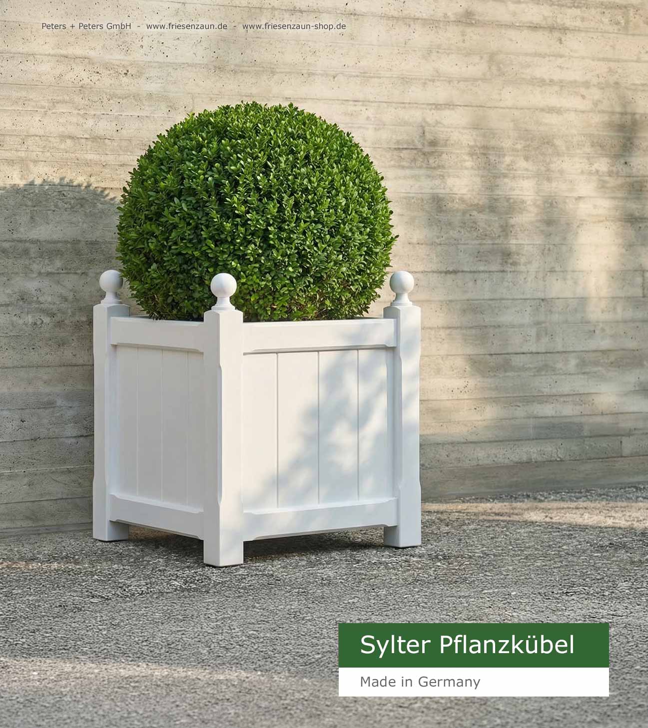 Sylter Pflanzkübel mit Kugeln oder Satteldach. Blumenkübel Hartholz Natur oder wetterfest farbig lackiert