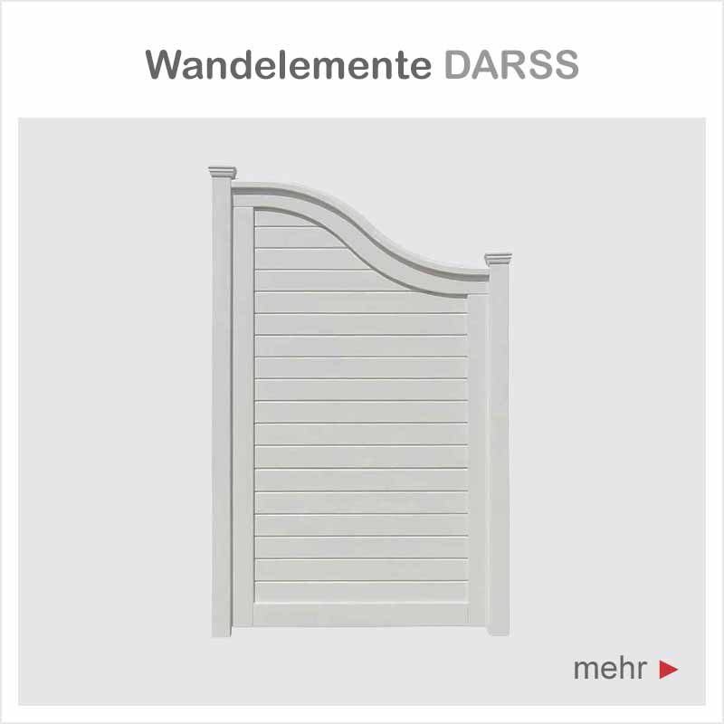 Wandelement Sichtschutzwand DARSS - Zaunelement mit Bogen 90 x 180/145 cm - weiß