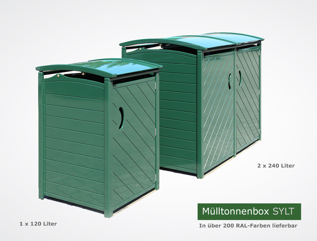 Mülltonnenbox SYLT 120 + 240 Liter - RAL 6009 Tannengrün