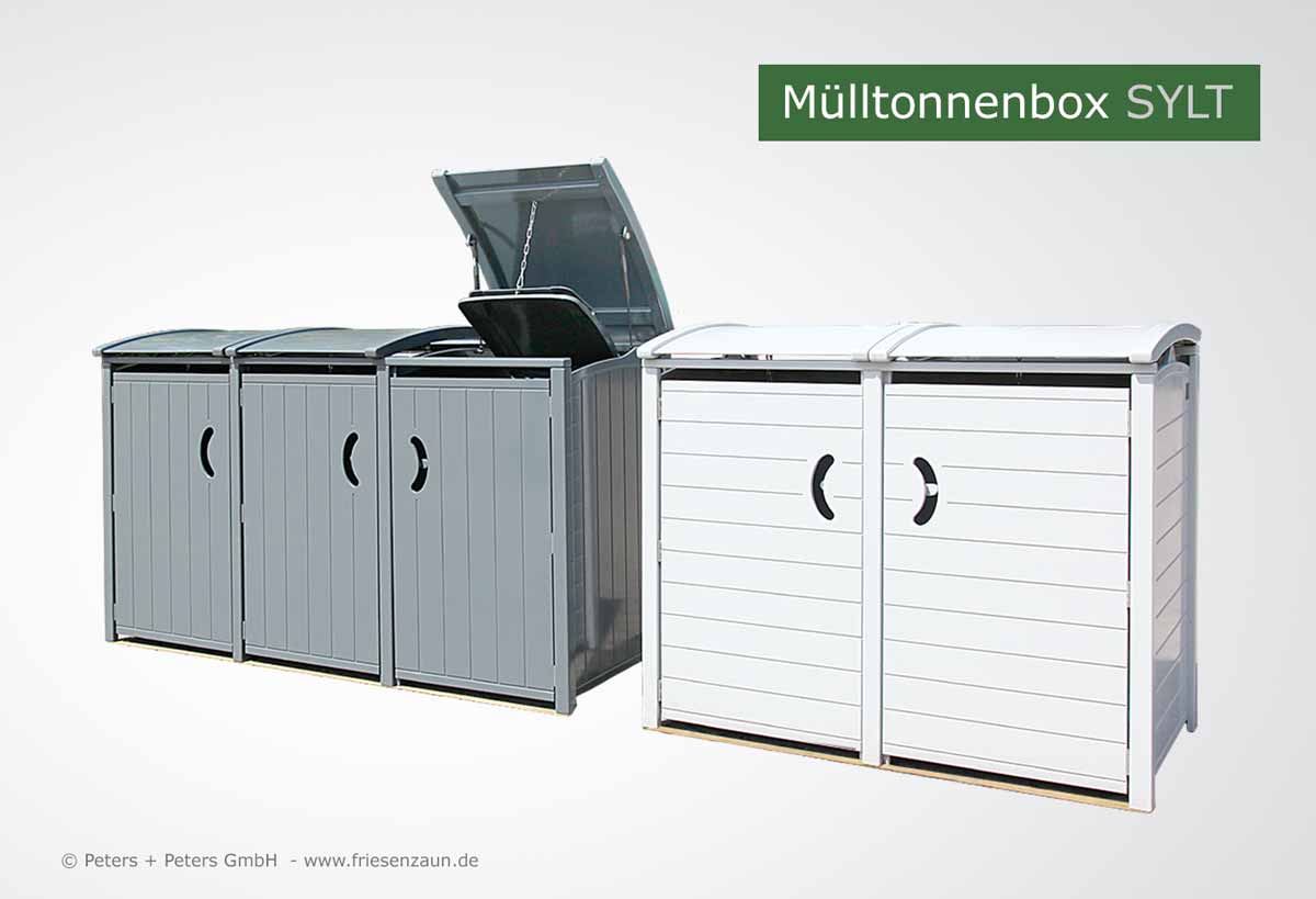 3er + 2er Mülltonnenbox SYLT - Gravur-Option = Senkrecht und Waagerecht