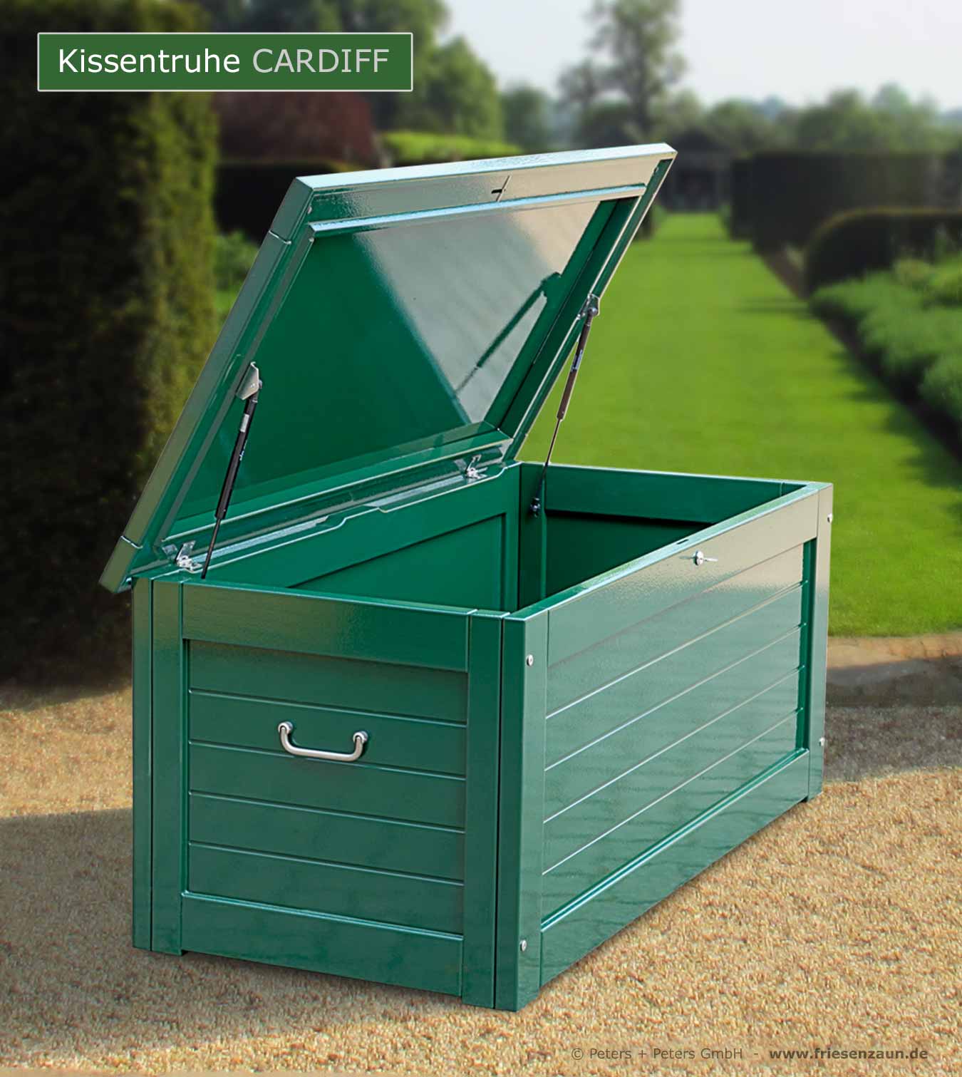 Massive Kissentruhe CARDIFF - Die wasserdichte Kissenbox aus ODUM-IROKO Hartholz mit 25 Jahren Garantie