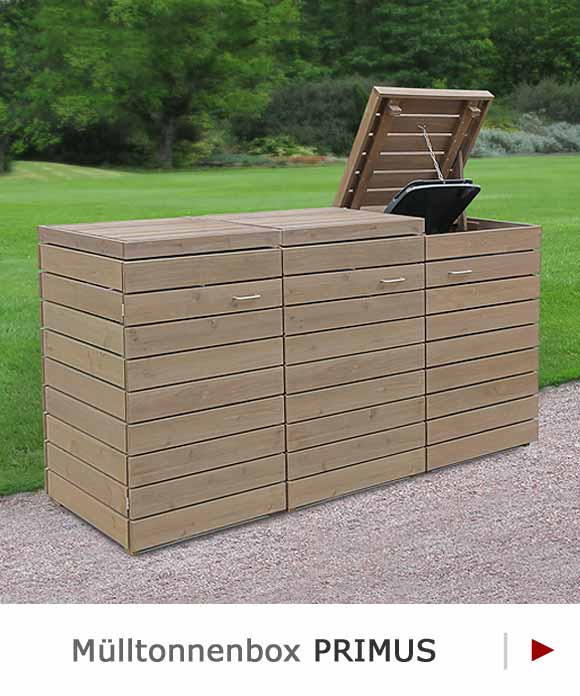 Moderne Mülltonnenboxen PRIMUS aus Asiatischer Zeder (FSC) - 120 + 240 Liter