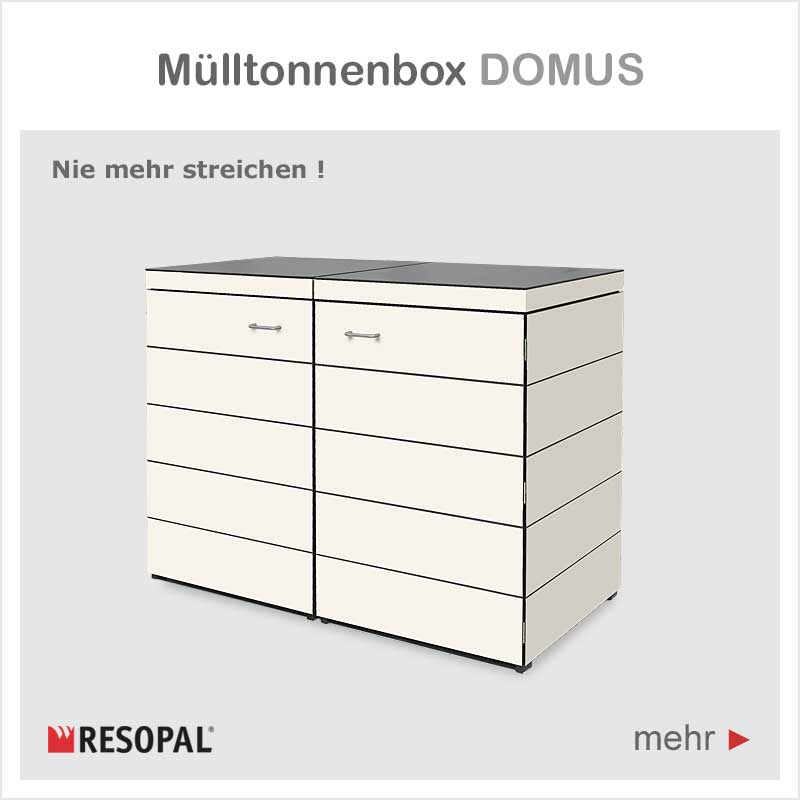Wartungsfreie Mülltonnenbox DOMUS 120 + 240 Liter - weiss - nie mehr streichen
