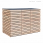 Preview: 3er Mülltonnenbox CUBUS 120 Liter - FSC Hartholz Natur