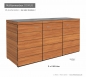 Preview: 3er Mülltonnenbox DOMUS aus wartungsfreien HPL Dekor SUN TEAK - 120 Liter Mülltonnen - Dekor SUN TEAK
