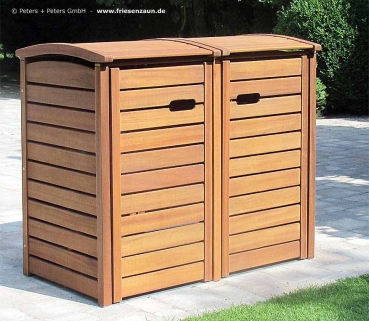 Mülltonnenbox Holz 2 x 120 Liter FSC Eukalüptus Holz geölt