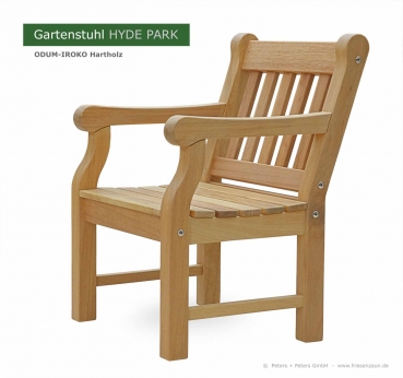 1er Gartenbank im englischen Hyde Park Stil - Hartholz Natur
