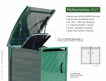 Grün lackierte Mülltonnenverkleidung (RAL 6009 tannengrün) - Modell Sylt