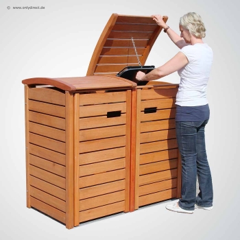 2 x 120 Liter Mülltonnenverkleidung CLASSIC - Ausführung Holz geölt