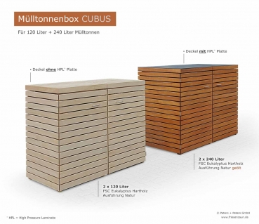 2er Mülltonnenbox CUBUS - Platz für  2 x 120 oder 240 Liter Mülltonnen