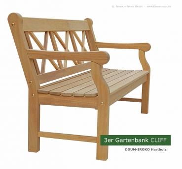 3-Sitzer Holzgartenbank CLIFF - FSC Hartholz made in Germany