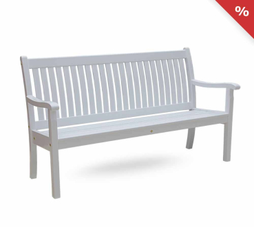 SALE: 3er Holzgartenbank ROYAL - Hartholz weiss