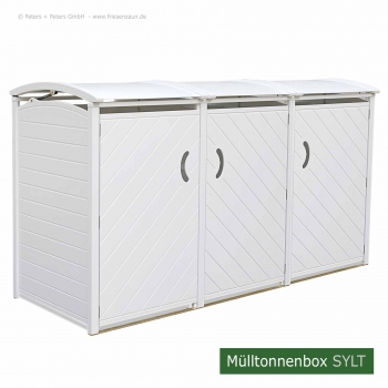 3 x 120 Liter - Tonnenschrank weiß lackiert.
