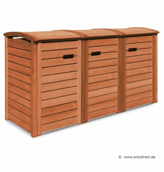 3er Mülltonnenbox CLASSIC 240 Liter in Tischlerqualität - FSC-Holz geölt