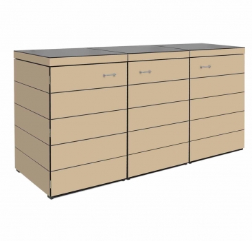 3x 120 Liter Mülltonnenverkleidung DOMUS aus wartungsfreien HPL Platten