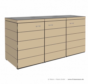 3 x 120 Liter Müllbox DOMUS - HPL Dekor ANTILOP - nie mehr streichen !