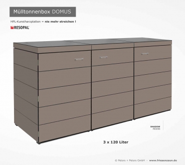 3 x 120 Liter Müllbox DOMUS - HPL Dekor SHADOW - nie mehr streichen !