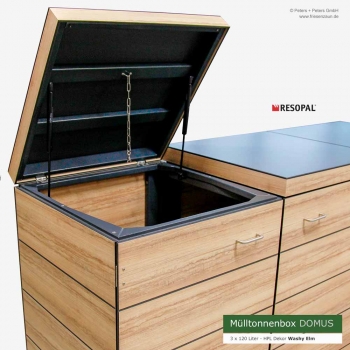 3 x 120 Liter Mülltonnenverkleidung DOMUS -Resopal  HPL-Dekor Washy Elm