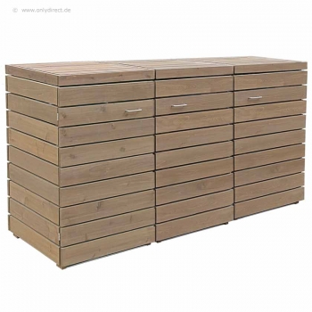 3er Mülltonnenbox PRIMUS - FSC Holz  - 2 x 120  Liter