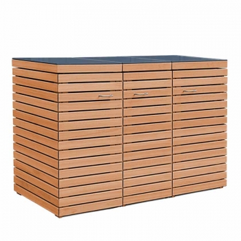 3er Mülltonnenbox CUBUS - die moderne Mülltonnenverkleidung aus astfreiem FSC Hartholz