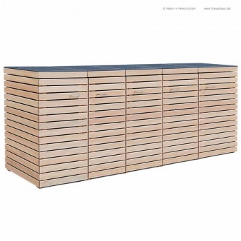 5er Mülltonnenbox CUBUS 120 Liter - FSC Hartholz geölt