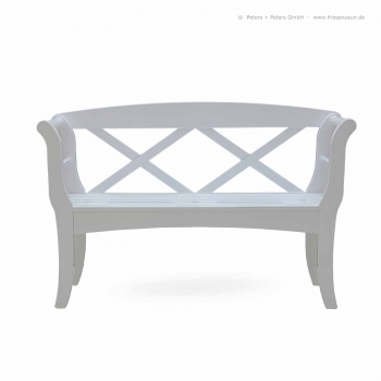 Weiße Friesenbank SYLT - Gesamtbreite 128 cm - Sitzbreite 100 cm - ODUM-IROKO Hartholz