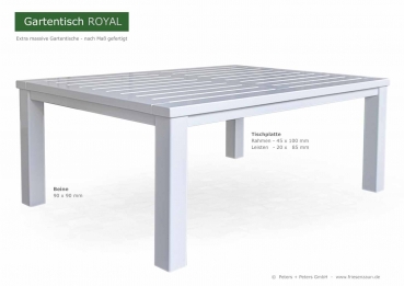 Gartentisch ROYAL - ODUM-IROKO Hartholz - weiss, grün, anthrazit oder RAL lackiert