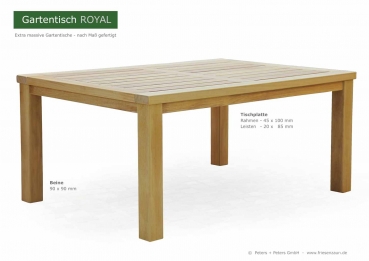 Gartentische nach Maß - Gartentisch ROYAL - ODUM-IROKO Hartholz - Ausführung Natur