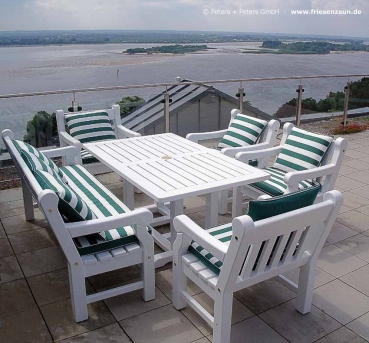 Sitzgruppe Gartenbänke Gartensessel WINDSOR - Hartholz wei?