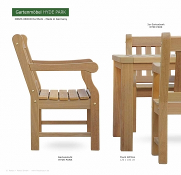 Gartenstuhl HYDE PARK Hartholz Natur mit Tisch ROYAL