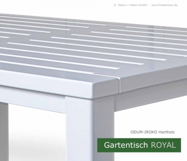 Gartentische nach Maß - Weißer Holzgartentisch ROYAL aus wertvollem ODUM-IROKO Hartholz
