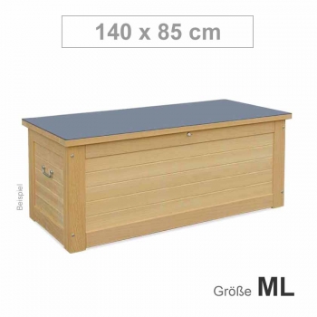 Kissentruhe Cardiff - Größe ML = 140 x 85 cm - Höhe 60 - 75 - 90 cm - Ausführung Hartholz Natur