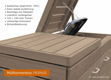 2 x 120 Liter Mülltonnenbox PRIMUS - Detailansicht Deckel