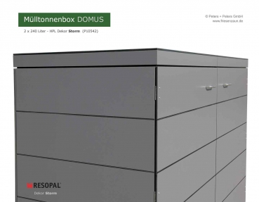 2 x 240 Liter Mülltonnenverkleidung DOMUS aus wartungsfreiem HPL - Dekor Storm (Resoplan P10542)