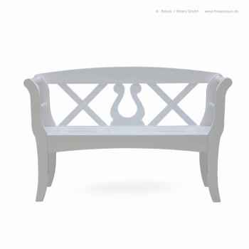 Weiße Friesenbank SYLT Romantik - Gesamtbreite 128 cm - Sitzbreite 100 cm - ODUM-IROKO Hartholz - Made in Germany