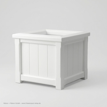 Sylter Pflanzkübel mit Satteldach - astfreies Hartholz weiß lackiert