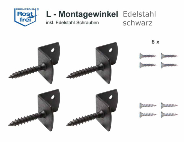 Preview: Montagewinkel L-Form aus rostfreiem Edelstahl - schwarz