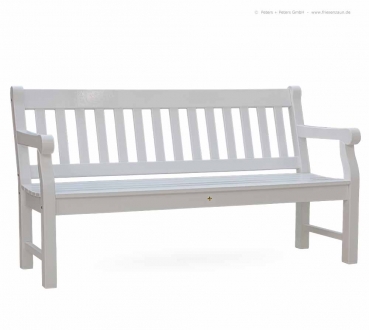 Englische 3er Gartenbank HYDE PARK - Sitzbreite 150 cm - ODUM-IROKO Hartholz weiß lackiert
